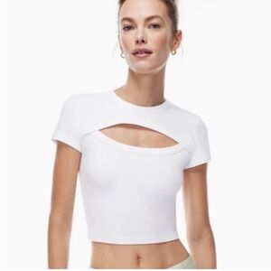 Aritzia Classic White Cut-Out Crop Top